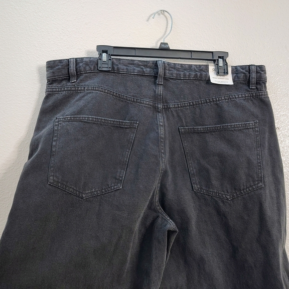 Cotton On Women's Midnight Black Curve Baggy Straight Leg Jeans Sz 12 High Rise - Picture 9 of 14